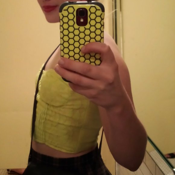 Silence+Noise bright yellow Corseted Lace Tube Top Sz 4 - Picture 7 of 7